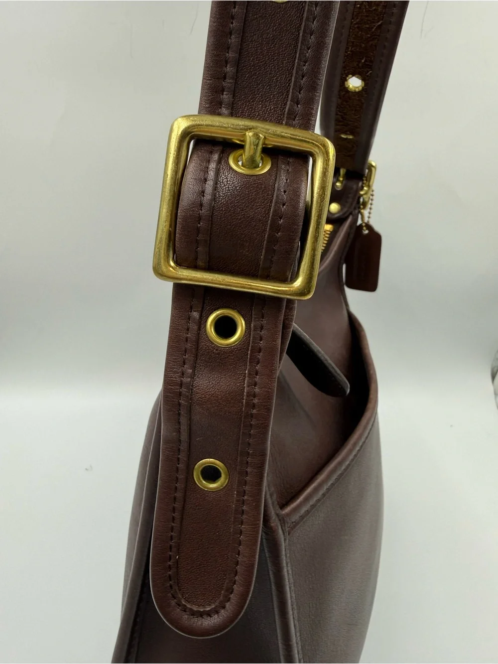 Vintage Coach Legacy Zip 9966 Mahogany Brown Leather Shoulder Bag USA